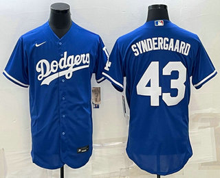 Men%27s Los Angeles Dodgers #43 Noah Syndergaard Blue Stitched MLB Flex Base Nike Jersey->los angeles dodgers->MLB Jersey